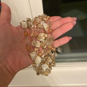 Long shell and glass bead necklace